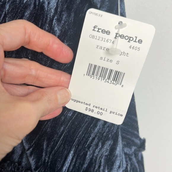 NEW Free People Small Pleated Plush Swing Tiered Mini Dress In Rare Night - Picture 11 of 13